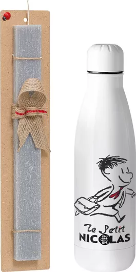 Πασχαλινή Λαμπάδα Le Petit Nicolas Αρωματική Πλακέ Σετ με Inox Παγούρι 500ml Γκρι