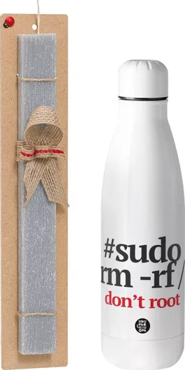 Πασχαλινή Λαμπάδα Sudo RM Αρωματική Πλακέ Σετ με Inox Παγούρι 500ml Γκρι