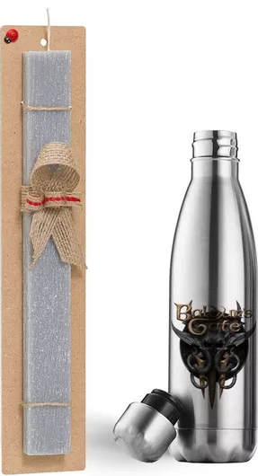 Πασχαλινή Λαμπάδα Koupakoupa Baldur's Gate Αρωματική Πλακέ Σετ με Inox Παγούρι 500ml Γκρι