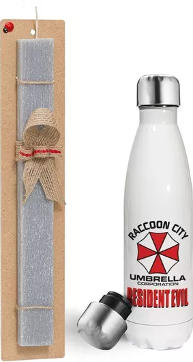 Πασχαλινή Λαμπάδα Koupakoupa Resident Evil Αρωματική Πλακέ Σετ με Μεταλλικό Παγούρι 500ml Γκρι