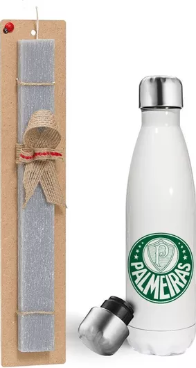 Πασχαλινή Λαμπάδα Koupakoupa Palmeiras Αρωματική Πλακέ Σετ με Μεταλλικό Παγούρι 500ml Γκρι