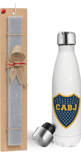 Πασχαλινή Λαμπάδα Koupakoupa Club Atlético Boca Juniors Αρωματική Πλακέ Σετ με Μεταλλικό Παγούρι 500ml Γκρι