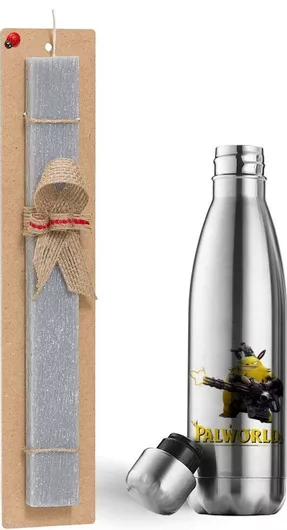 Πασχαλινή Λαμπάδα Koupakoupa Palworld Αρωματική Πλακέ Σετ με Inox Παγούρι 500ml Γκρι