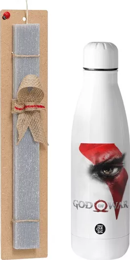 Πασχαλινή Λαμπάδα Koupakoupa God Of War Stratos Αρωματική Πλακέ Σετ με Inox Παγούρι 700ml Γκρι