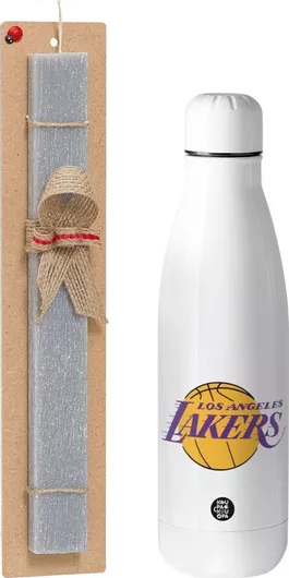 Πασχαλινή Λαμπάδα Koupakoupa Lakers Αρωματική Πλακέ Σετ με Inox Παγούρι 700ml Γκρι