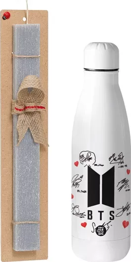 Πασχαλινή Λαμπάδα Koupakoupa BTS signs Αρωματική Πλακέ Σετ με Inox Παγούρι 700ml Γκρι