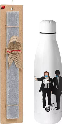 Πασχαλινή Λαμπάδα Koupakoupa Pulp Fiction 3 Meter Away Αρωματική Πλακέ Σετ με Inox Παγούρι 700ml Γκρι