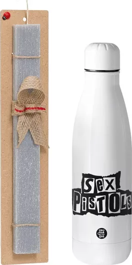 Πασχαλινή Λαμπάδα Koupakoupa Sex Pistols Αρωματική Πλακέ Σετ με Inox Παγούρι 700ml Γκρι