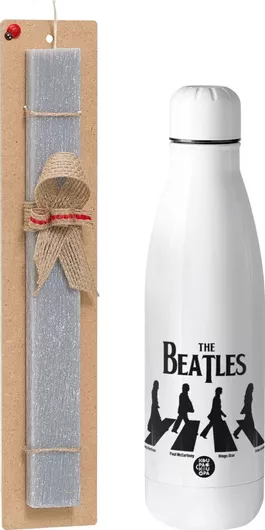 Πασχαλινή Λαμπάδα Koupakoupa The Beatles Αρωματική Πλακέ Σετ με Inox Παγούρι 700ml Γκρι