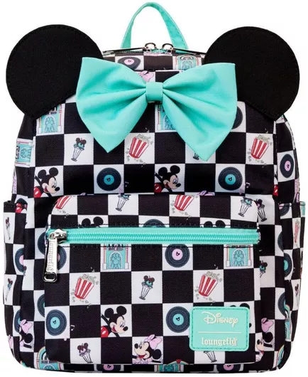 Παιδική Τσάντα Βόλτας Loungefly WDBK3463 Disney: Mickey & Minnie Date Night Diner Aop Nylon Μαύρο
