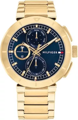 Ανδρικό Ρολόι Tommy Hilfiger 1792118 Αναλογικό με Μεταλλικό Μπρασελέ 44mm Χρυσό