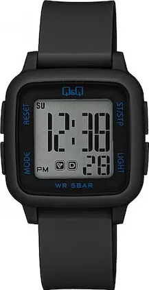 Ανδρικό Ρολόι Q&Q G02A-004VY Ψηφιακό από Καουτσούκ 34mm Μαύρο