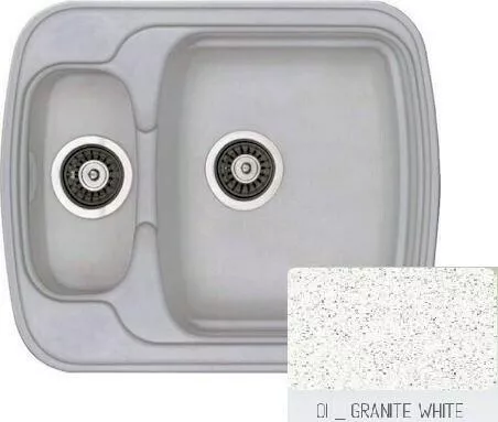 Νεροχύτης Κουζίνας Sanitec Classic 314 Ένθετος από Συνθετικό Γρανίτη Αριστερός 60x51x22cm Granite White
