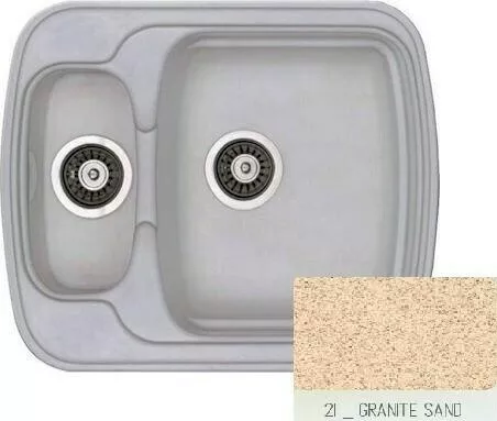 Νεροχύτης Κουζίνας Sanitec Classic 314 Ένθετος από Συνθετικό Γρανίτη Αριστερός 60x51x22cm Granite Sand