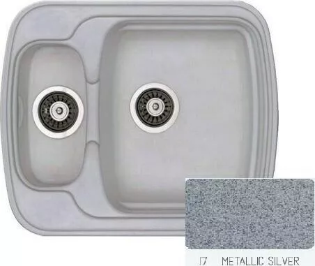 Νεροχύτης Κουζίνας Sanitec Classic 314 Ένθετος από Συνθετικό Γρανίτη Αριστερός 60x51x22cm Metallic Silver