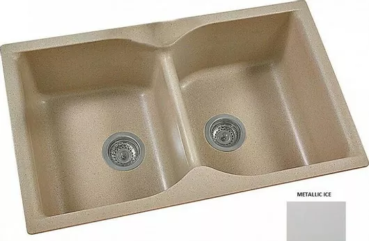 Νεροχύτης Κουζίνας Sanitec Classic 336 Ένθετος από Συνθετικό Γρανίτη 86x50x22cm Metallic Ice