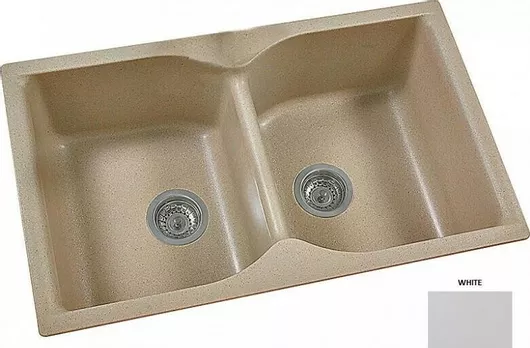 Νεροχύτης Κουζίνας Sanitec Classic 336 Ένθετος από Συνθετικό Γρανίτη 86x50x22cm White