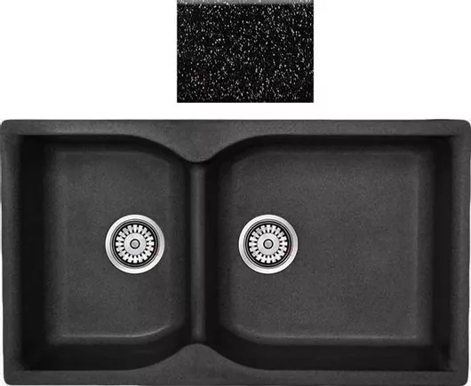 Νεροχύτης Κουζίνας Sanitec Classic 307 Ένθετος από Συνθετικό Γρανίτη Αριστερός 92x51x23cm Granite Black