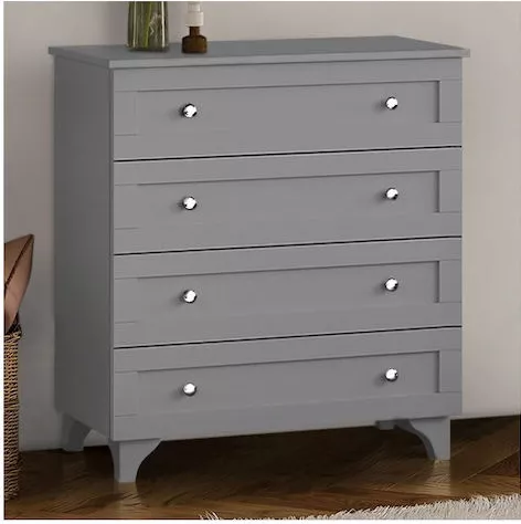 Συρταριέρα Κρεβατοκάμαρας Megapap Ξύλινη Emily με 4 Συρτάρια Ανθρακί 80x42x85cm