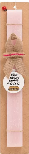Πασχαλινή Λαμπάδα Joey Doesn't Share Food Πλακέ Σετ με Ξύλινο Μπρελόκ Ροζ