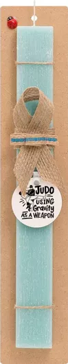 Πασχαλινή Λαμπάδα Judo Using Gravity As A Weapon Πλακέ Σετ με Ξύλινο Μπρελόκ Τιρκουάζ