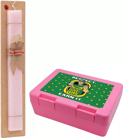 Πασχαλινή Λαμπάδα John Cena Πλακέ Σετ με Παιδικό Δοχείο Κολατσιού Ροζ