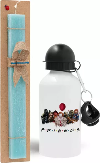 Πασχαλινή Λαμπάδα Halloween Friends Πλακέ Σετ με Παγούρι 500ml Τιρκουάζ