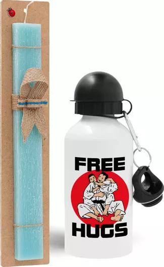 Πασχαλινή Λαμπάδα Judo Free Hugs Πλακέ Σετ με Παγούρι 500ml Τιρκουάζ