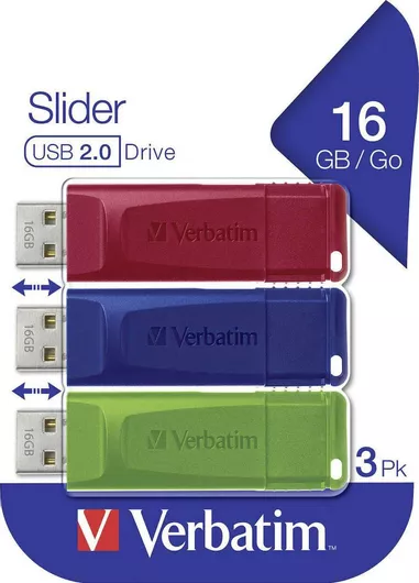 Verbatim Slider 16GB USB 2.0 3 Pack