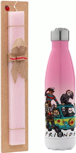 Πασχαλινή Λαμπάδα Halloween Friends Scooby Doo Πλακέ Σετ με Μεταλλικό Παγούρι Θερμός 500ml Ροζ