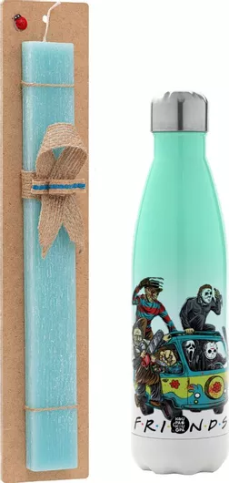 Πασχαλινή Λαμπάδα Halloween Friends Scooby Doo Πλακέ Σετ με Μεταλλικό Παγούρι Θερμός 500ml Τιρκουάζ