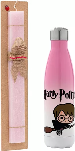 Πασχαλινή Λαμπάδα Harry Potter Kid Πλακέ Σετ με Μεταλλικό Παγούρι Θερμός 500ml Ροζ