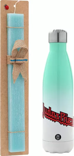 Πασχαλινή Λαμπάδα Judas Priest Πλακέ Σετ με Μεταλλικό Παγούρι Θερμός 500ml Τιρκουάζ