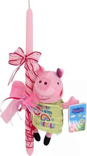 Πασχαλινή Λαμπάδα Play By Play με Λούτρινο Peppa Pig με Λαχανί Φόρεμα 20cm Ροζ