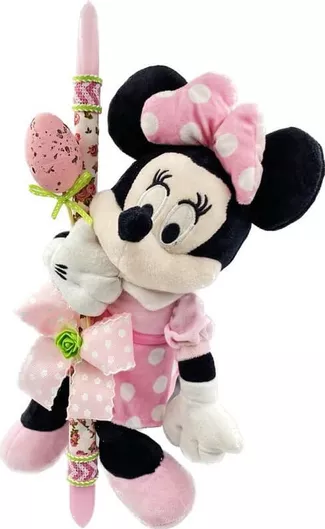 Πασχαλινή Λαμπάδα Rose Poupee 24.59 Χειροποίητη Μίνι Μάους 30cm Ροζ