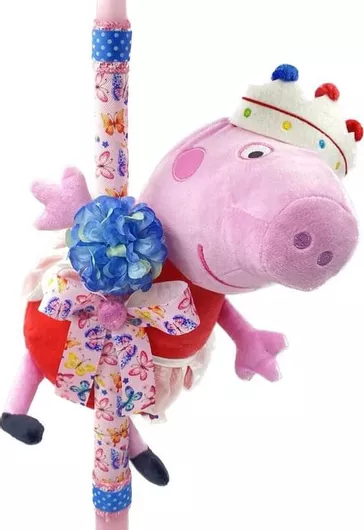 Πασχαλινή Λαμπάδα Rose Poupee 24.67 Χειροποίητη Πέππα το Γουρουνάκι 32cm Ροζ