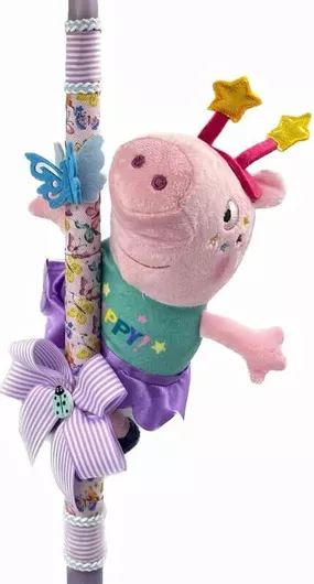 Πασχαλινή Λαμπάδα Rose Poupee 24.73 Χειροποίητη Πέππα το Γουρουνάκι 20cm Μοβ