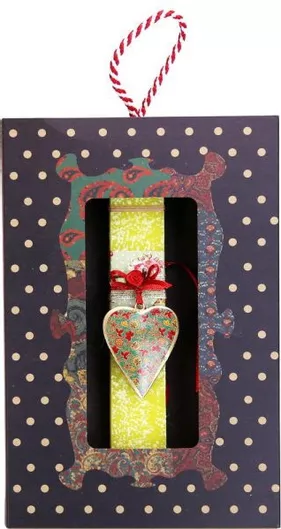 Πασχαλινή Λαμπάδα Synchronia 20cm Καρδιά Vintage Κίτρινο