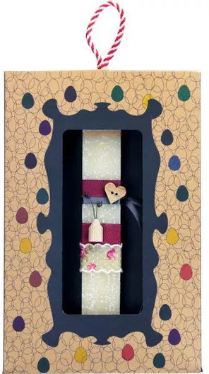 Πασχαλινή Λαμπάδα Synchronia LA22205A με Διακοσμητικό Βαζάκι Κρεμ