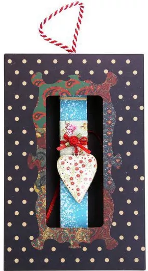 Πασχαλινή Λαμπάδα Synchronia 20cm Καρδιά Vintage Βεραμάν