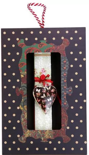 Πασχαλινή Λαμπάδα Synchronia 20cm Καρδιά Vintage Κρεμ