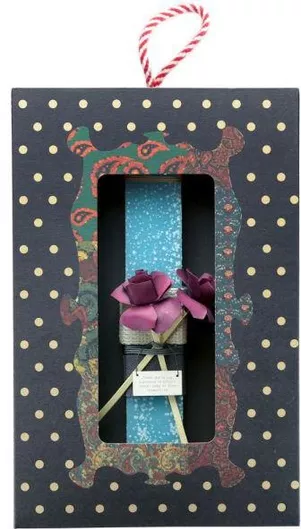 Πασχαλινή Λαμπάδα Synchronia 20cm Λουλούδια με Επιγραφή Βεραμάν