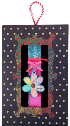 Πασχαλινή Λαμπάδα Synchronia LA22210B με Μπρελόκ Λουλούδι Βεραμάν