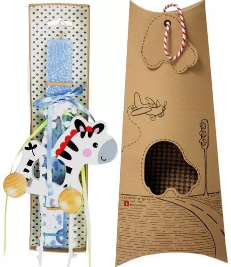 Πασχαλινή Λαμπάδα Synchronia Άλογο με Ρόδες Γαλάζιο