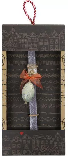 Πασχαλινή Λαμπάδα Synchronia Αυγό Ζωγραφιστό Κλαδιά Γκρι