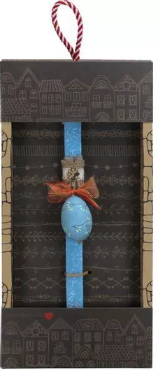 Πασχαλινή Λαμπάδα Synchronia Αυγό Ζωγραφιστό Κλαδιά Σιέλ