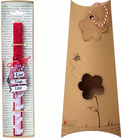 Πασχαλινή Λαμπάδα Synchronia Αυγό με Ταμπέλα Κόκκινο