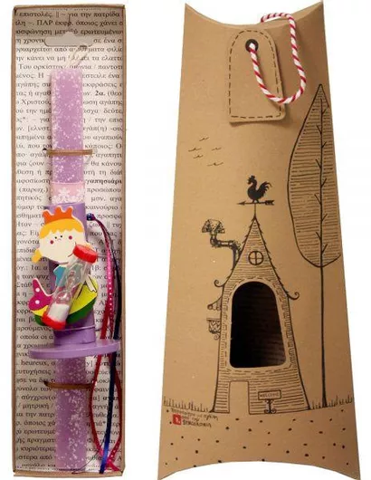 Πασχαλινή Λαμπάδα Synchronia Βάση Οδοντόβουρτσας Ξύλινη Γοργόνα Λιλά