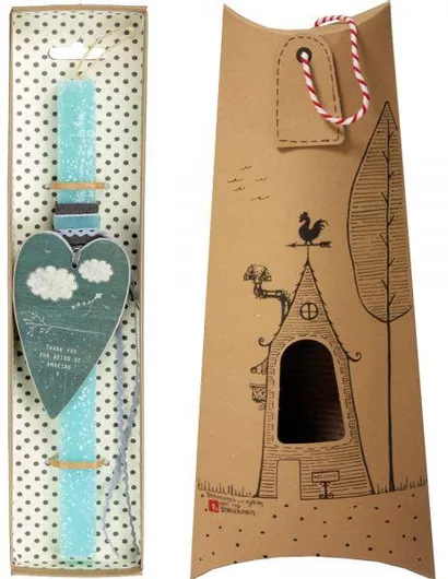 Πασχαλινή Λαμπάδα Synchronia Ετικέτα Καρδιά Χαρταετός Γαλάζιο