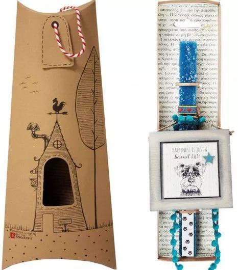 Πασχαλινή Λαμπάδα Synchronia Καδράκι Σκύλος Biscuit Μπλε